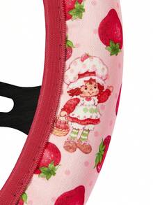 Strawberry Shortcake X SHEIN Cute Strawberry Pattern Steering Wheel Cover, 15-Inch Universal Non-Slip Elastic Car Steering Wheel Cover, Soft And Breathable Pink Strawberry Pattern Car Interior Accessories, Suitable For Women And Girls - Strawberry Doll - View 4