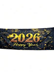 2026/2027 新年快樂橫幅 金色數位風 彩色紙碎派對背景布 黑白慶祝裝飾 多用途 室內外適用 居家辦公室婚禮 - 彩色 - 查看 9