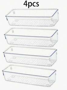 4 Transparent Cup And Spoon Storage Boxes, Made Of PET Material, With Toughness And Non Fragility. - Multicolor - View 14