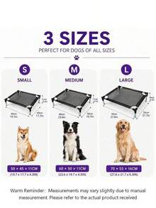 1 Set High-Platform Pet Bed, Waterproof And Breathable Pet Cot, S/M/L 3 Sizes, Durable Rust-Proof Aluminum Frame + Breathable Polyester Fabric, Minimalist Black, Rectangular Hollow Mesh Design, Removable And Assembleable, Heat Dissipation - Black - View 2