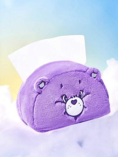 SHEIN X Care Bears 1pc Plush Cartoon Embroidered Tissue Box, Adorable 3D Design, Exquisite Embroidery, Suitable For Home, Car, Office, Fits Various Tissue Sizes