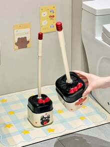 1PC Colorful Dopamine Bowknot Toilet Brush Set With Holder Long Handle Bathroom Cleaning Tool Cute Decorative Toilet Scrubber Set For Home Bathroom Storage - A - View 8