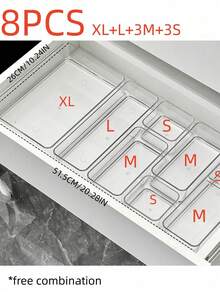 1/4/5/7/8/9pcs Minimalist Drawer Organizer Box For Small Items, Cosmetics, Makeup Tools Storage Box, Drawer Storage - Clear - View 19