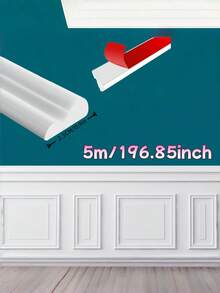 1 PC PEEL AND STICK FLEXIBLE BENDABLE WALL TRIM MOULDING DECORATIVE BORDER STRIP FOR WALL FLOOR CABINET EUROPEAN HOME DECOR DIY EASY INSTALL REMOVABLE ADHESIVE BASEBOARD CEILING CORNER COVER RENOVATION UPGRADE DECORATIVE TRIM - White - View 2