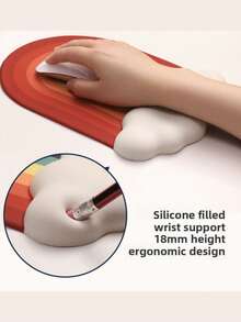 1PC Cloud Shape Multicolor Silicone Wrist Rest Mouse Pad Memory Foam Keyboard Wrist Support Cushion Non Slip Washable Office Desk Mat For Computer Laptop Home Office Students Gift Christmas Birthday Back To School Desk Accessories Must Haves - multicolor - View 3