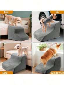 2-Step Foam Pet Stairs, Non-Slip Pet Ramp Suitable For Small Dogs & Cats, High-Density Soft Treads For Bed, Sofa And Car, Easy Climbing For Puppies, Elderly And Injured Pets - Multicolor - View 9