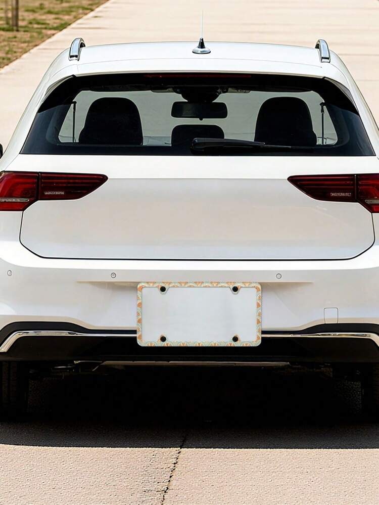 1件裝復古扇形印花鋁製車牌框，防鏽防水耐候抗褪色耐用，通用美規車牌架，含螺絲套件，汽車外裝飾配件，適用車輛、SUV、卡車 - A - 查看 7