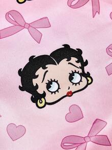 Betty Boop x SHEIN 1pc Cute Design Kitchen Apron, Baking Apron, Ruffle Bow Decor, Adorable Apron, S & M Two Sizes, Parent-Apron - Multicolor - View 8