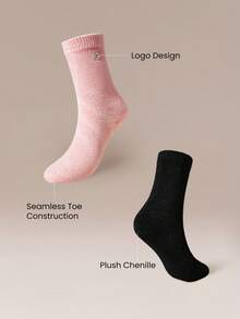 GLOWMODE 3 Pasang Kaos Kaki Kru Chenille Nyaman untuk Sehari-hari dengan Kain Lembut dan Hangat & Bordir Logo G untuk Olahraga, Latihan, dan Pemakaian Sehari-hari di Rumah - MultiWarna - View 4