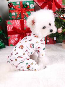 PETSIN 1pc Universal Pet Clothing For Cats And Dogs, Fully Printed With Christmas-Themed Designs - Full-Body Coveralls For Pets, Suitable For Small Dogs At Christmas Parties Or Daily Home Wear, Can Be Layered With Coats For Warmth - Multicolor - View 9