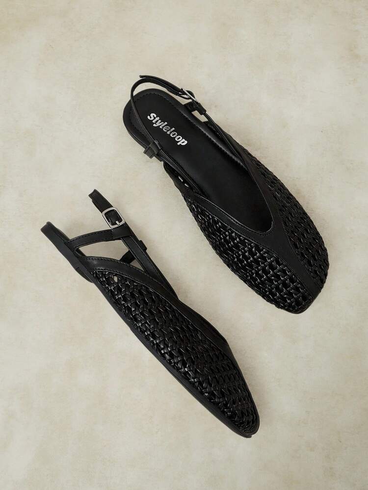 Styleloop Señoras, Hebillas, Zapatos Planos, Ambiente de Vacaciones, Ropa de Verano, Artículos Esenciales de Viaje, Y2K, Ropa de Salida Nocturna de Chica Cool - Negro - Añade 8