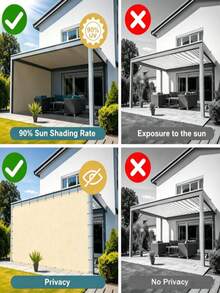 Ultraviolet Protection Outdoor Sunshade Cover, Suitable For Patios, Gazebos, Gardens, Backyards, Balconies, Decks, Swimming Pools And Courtyards. Durable And Breathable Privacy Sunshade Curtain, With Reinforced Edges, Easy To Install - multicolor - View 2