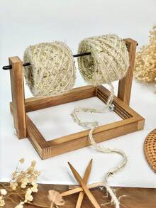 1 pieza Soporte giratorio horizontal para hilo de tamaño estándar, de madera maciza, duradero, antideslizante, estable y de rotación suave, organizador y estante de almacenamiento de hilo para tejido y ganchillo, para sala de manualidades, hogar, estudio, DIY, pasatiempo, regalo y suministros hechos a mano - Multicolor - Ver 5