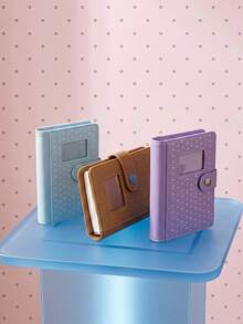 Joivida 1‑Pack Mini 6‑Hole Loose‑Leaf Notebook, Cute Heart Polka‑Dot Printed PU Leather Journal, Photo Window & Snap Button Closure, Exquisite Stitching Pocket Planner, Practical Compact Dairy For School Office Travel Daily Holiday Party Home Use - multicolor - View 5
