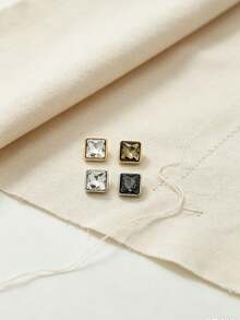 1 Pack 10 Pieces Square Crystal Rhinestone Buttons Versatile Decorative Fasteners For Shirt Chiffon Top Sweater Cardigan Men Women Clothing Sewing Accessories - 10pcs - View 8