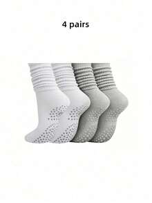 4 Pairs Women's Slouchy Yoga Socks, Suitable For Sports Pilates Socks, Outdoor Couple Gift Socks - Multicolor - View 8
