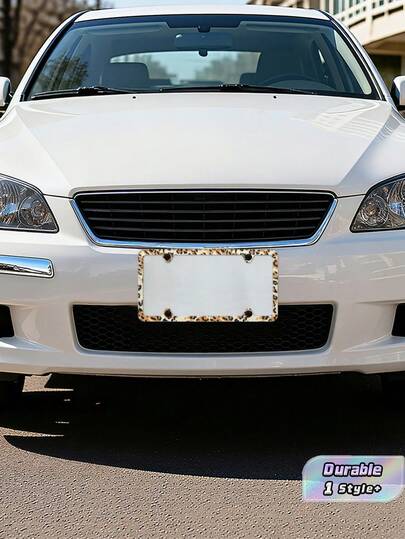 1 pieza Marco de placa de matrícula universal estándar de EE. UU. de aleación de aluminio a prueba de óxido, desgaste, arañazos y decoloración con estampado de leopardo, con tornillos y tapas para decoración de coche, SUV, camión, camioneta, accesorios automotrices