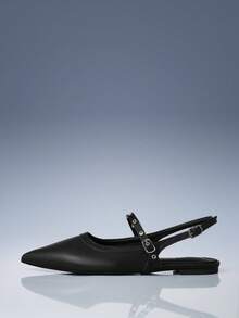 CUCCOO GRLICON Ladies, Buckle Spikes, Trim, Flats - Black - View 3