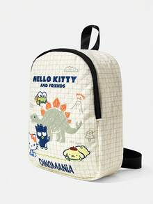HELLO KITTY AND FRIENDS | SHEIN 米白色格紋絎縫恐龍卡通印花輕量學生一日背包 - 卡通 - 查看 2