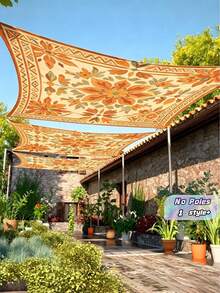 1 Piece Boho Mandala Orange Floral Gradient Outdoor Sun Shade Canopy Thickened UV Protection Easy Setup For Garden Patio Poolside 6 Person Without Poles - Orange Blossom - View 1