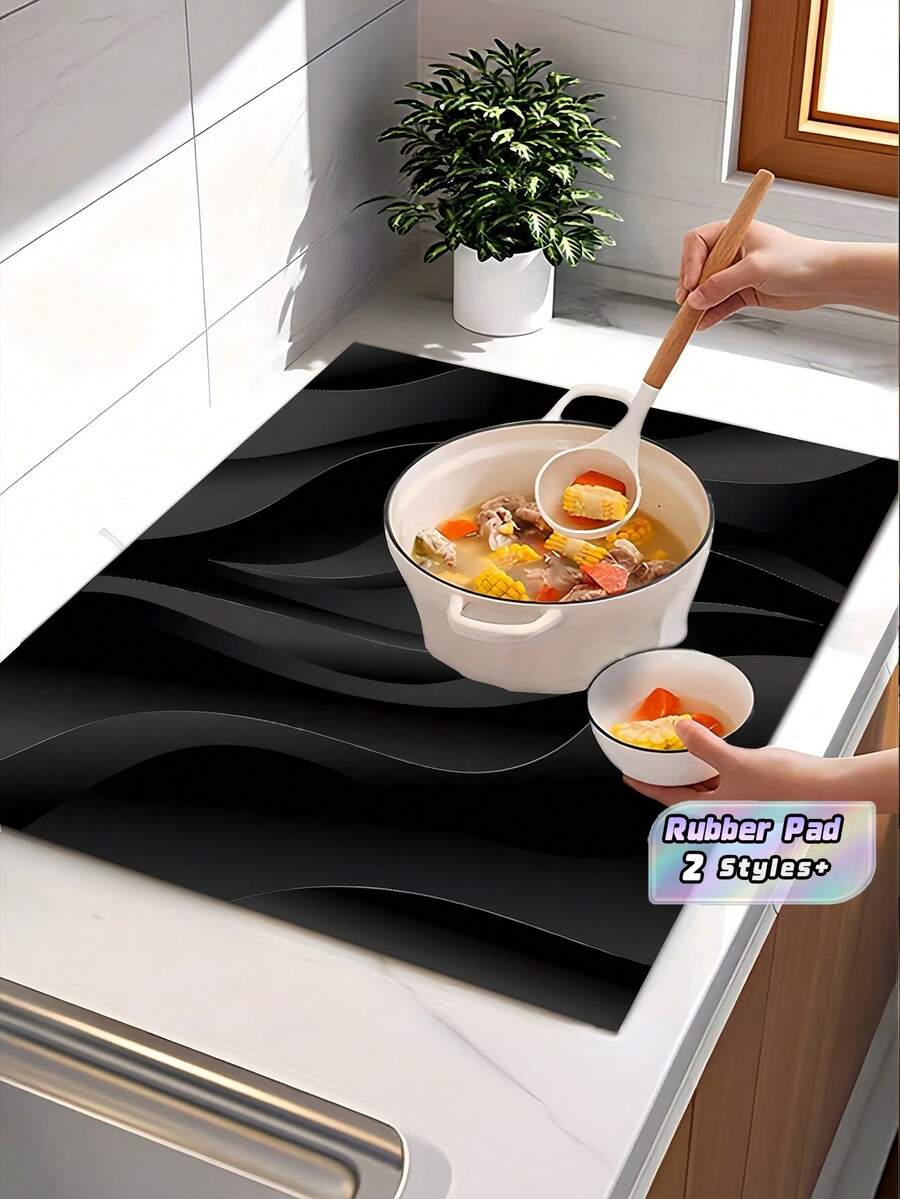 Non-Slip Heat Resistant Oven Mat With 2D Print, Scratch Proof Washable Rubber Pad For Glass Oven Toaster, Washer Dryer Cover, Home Decor Accessory - Multicolor - View 1