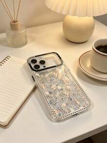 Sparkling Sparkle Line Stone Fashion Katzen Blumen Muster High-End TPU Hülle mit Vollbild Stoßfest, mit 17/17 Pro/17 Pro Max/16/16 Pro/16 Pro Max/15/15 Pro/15 Pro Max Stoßfest Sturz - Blumenkatze - Übersicht 5