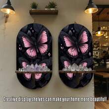 Retro Wooden Handicraft Bohemian Style Candlestick Wall Lamp Stand Crystal Display Stand Home Wall Decoration Item. - C - View 7