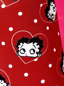 Betty Boop x SHEIN 1Pc Cute Printed Fabric Cup Holder, Neoprene Cup Sleeve Thermal Insulation Material, Reusable, S/M/L Three Sizes, Suitable For Different OZ Coffee Cups - Red - View 5