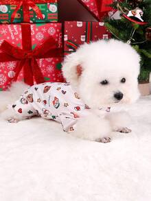 PETSIN 1pc Universal Pet Clothing For Cats And Dogs, Fully Printed With Christmas-Themed Designs - Full-Body Coveralls For Pets, Suitable For Small Dogs At Christmas Parties Or Daily Home Wear, Can Be Layered With Coats For Warmth - Multicolor - View 11