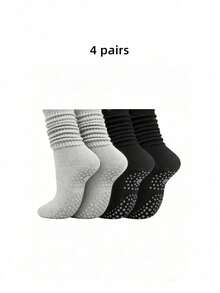4 Pairs Women's Slouchy Yoga Socks, Suitable For Sports Pilates Socks, Outdoor Couple Gift Socks - Multicolor - View 7