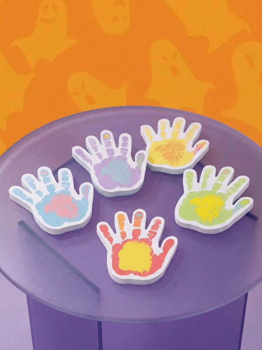 Joivida 1pc/6pcs Halloween Hand Shape Sticky Notes, Fun Palm Design Self-Adhesive Memo Pads For Home, Office, School, Party Favors, Planner Decor, Cute Colored Scratch Paper - multicolor - View 1