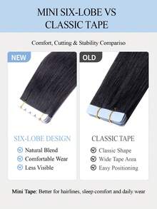 16Inch 40G Mini Six-LobeTape-In Hair Extensions,Tape In Hair Extensions 10pcs/Pack,Real Human Hair,Invisible Skin Weft,Natural Blend Comfortable Wear Less Visible,Instant Volume & Length,Natural Look,Easy Application,Women,Halloween Cosplay - Multicolor - View 7