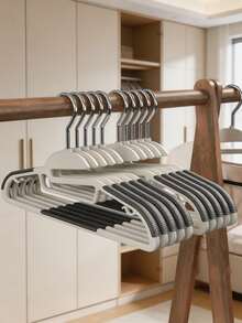 10PCS Thickened Heavy Duty Strong Load Bearing Non Slip Multifunctional Shaped Plastic Hangers Dry Wet Use Space Saving Closet Storage Laundry Drying With Anti Slip Strips For Home Dormitory Travel Balcony Bedroom Wardrobe Organizer Set - Multicolor - View 5