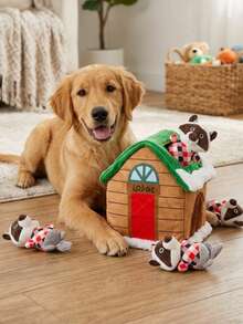 PETSIN Mainan Anjing Berbunyi 3-in-1 Bentuk Rumah Salju Rakun, Mainan Pengayaan Anjing Berbahan Plush Interaktif untuk Dua Anjing, Mainan Kunyah Tahan Lama untuk Anjing yang Suka Mengunyah Agresif, Mainan Stimulasi Mental dan Penghilang Kebosanan untuk Anjing - Set Rakun Igloo Satu-ke-Tiga - View 5