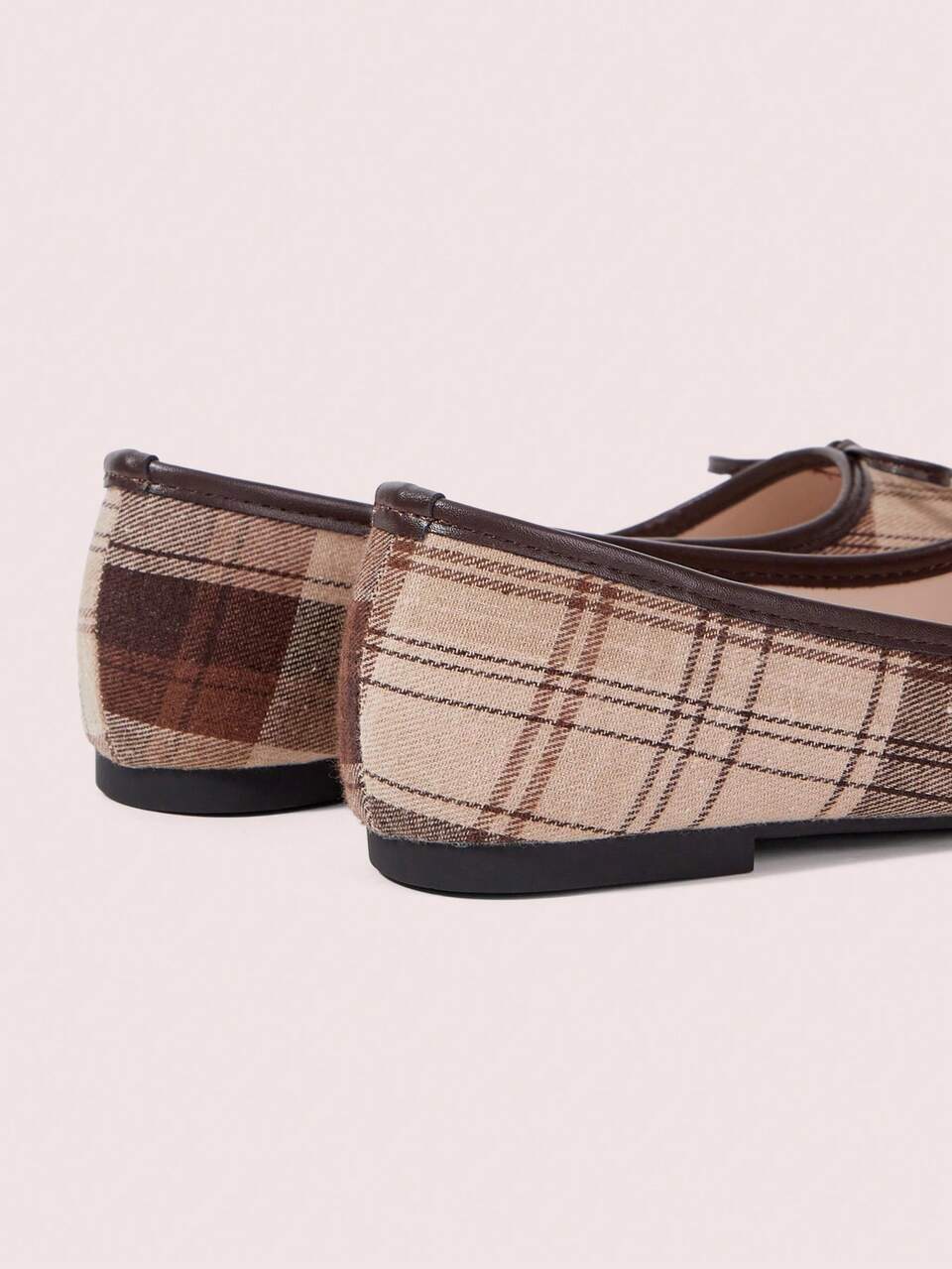 CUCCOO DOLLMOD Women's Plaid Ballet Flats, Round Toe Bow Slip-On Shoes, Retro College Style Daily Comfortable Commuting Women's Shoes