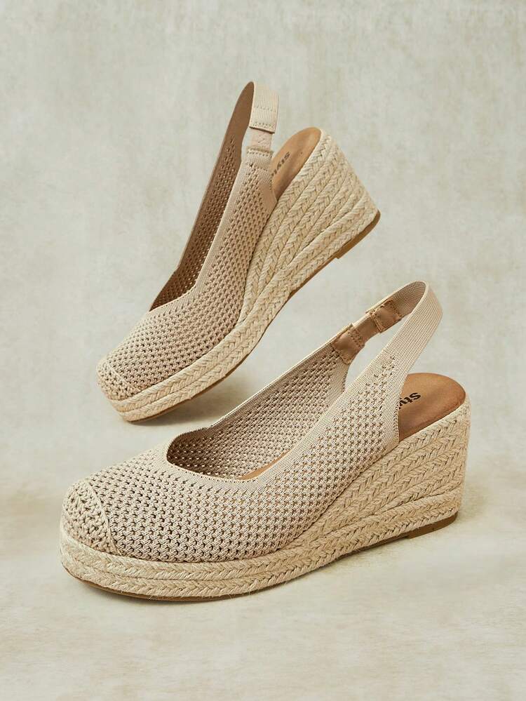 Styleloop Giày đế xuồng và đế bánh mì nữ phong cách Bohemian, đi biển nghỉ dưỡng, phong cách Western, đồ mặc mùa hè, phụ kiện du lịch thiết yếu - Màu be khỏa thân - Xem 3