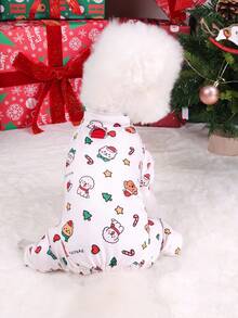 PETSIN 1pc Universal Pet Clothing For Cats And Dogs, Fully Printed With Christmas-Themed Designs - Full-Body Coveralls For Pets, Suitable For Small Dogs At Christmas Parties Or Daily Home Wear, Can Be Layered With Coats For Warmth - Multicolor - View 8