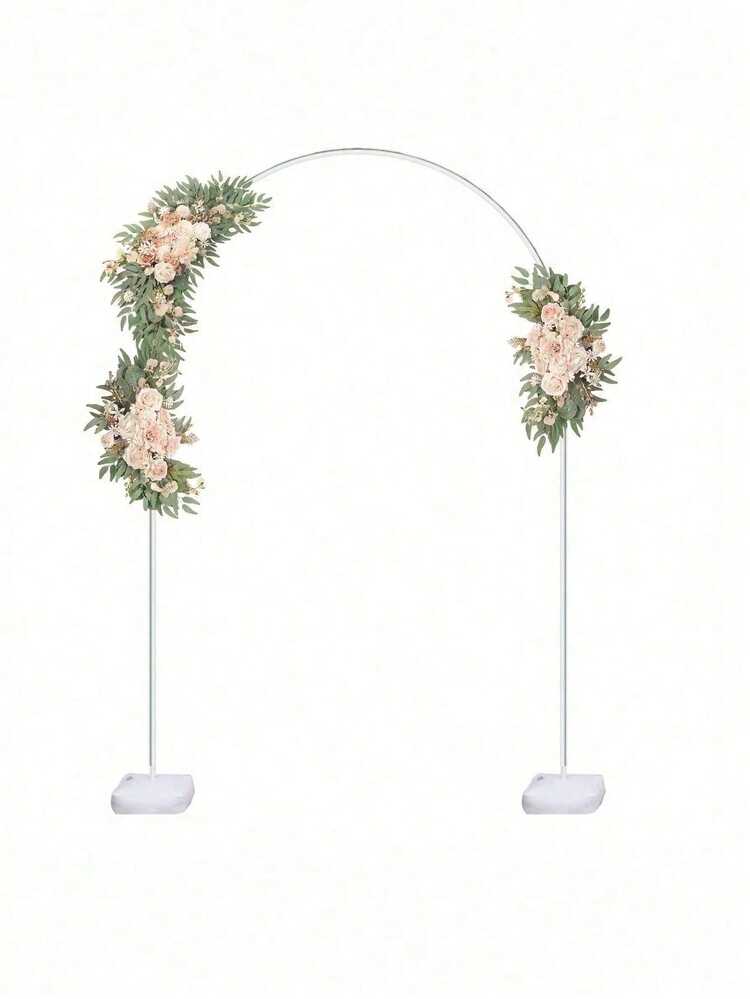 半月形婚禮拱門架 PVC 彎曲氣球拱門框架套件，附穩定水填底座，可重複使用背景拱門，適用婚禮儀式、生日派對、性別揭曉、週年紀念，室內外花卉氣球拍照背景裝飾，適合所有活動 - 白色 - 查看 6