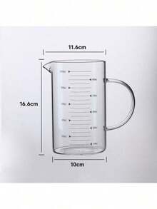 High Borosilicate Glass Measuring Cup With Non-Slip Handle And V-Shaped Spout - Heat Resistant, Microwave, Shatter-Resistant - Clear Glass With Milliliter Markings - Suitable For Baking, Cooking, Laboratory, Serving - Single Pack (Available In - Multicolor - View 8