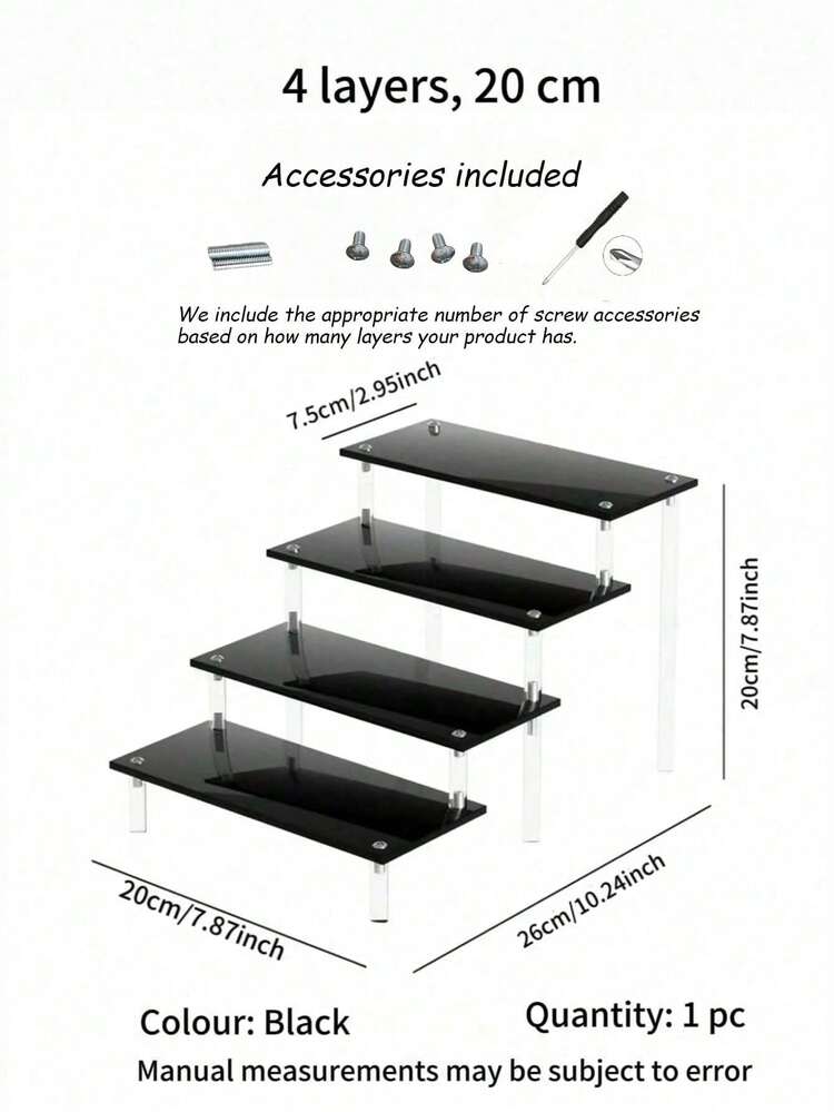 1Pc Black Multi-Layer Acrylic Cosmetic Organizer, Large Capacity Perfume Makeup Storage Display Rack For Skincare & Beauty Products, Desktop Decor For Bedroom Bathroom Living Room, Portable Home Vanity Accessory Holder - Multicolor - View 11