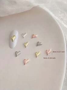30PCS Silver Metal 3D Sparkling Bling Heart Shape Nail Art Charms Rhinestones With Flat Back DIY Embellishments For Acrylic Nails Manicure Salon Party Wedding Daily Use Decoration Gift For Women - peach heart - View 2