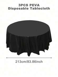 1pc 84 Inch Multicoloured Solid Color Plastic Round Disposable Tablecloth, Round Table Cover Perfect For Birthday Wedding Holiday 2025 New Year Party Home Table Decor, Wipe Covers Diameter 213cm Tablecloth, Valentine's Day Decorative Tablecloth - Multicolor - View 27