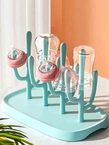 SHEIN Baby Cup Drying Rack | For Baby Bottles, Nipples And Water Cups. Facilitates Water Drainage. Bottles And Nipples Not Included. - Blue - View 1