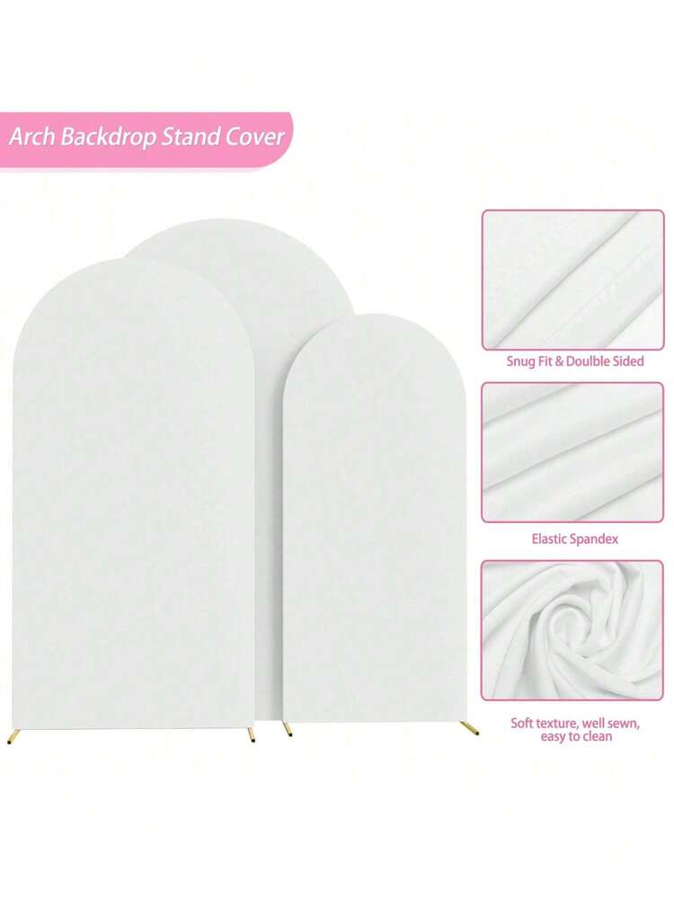 White Arch Background, 5ft, 6ft, 6.6ft, 7.2ft Wedding Arch Cover, 2-Sided Spandex Stretch Fabric Arch Backdrop, Dome Arch Backdrop Fabric Suitable For Birthday Parties And Wedding Arch Frame Decoration (Arch Frame Not Included, Fabric Backdrop Only) - White - View 4