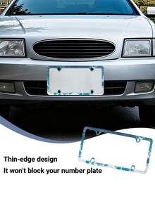 1PC Aluminum Alloy Rustproof Corrosion Resistant Wave Pattern Printed License Plate Frame With Screws Kit For Us Standard Cars Suvs Trucks Beach Ocean Summer Outdoor Auto Decoration Accessory - A - View 7