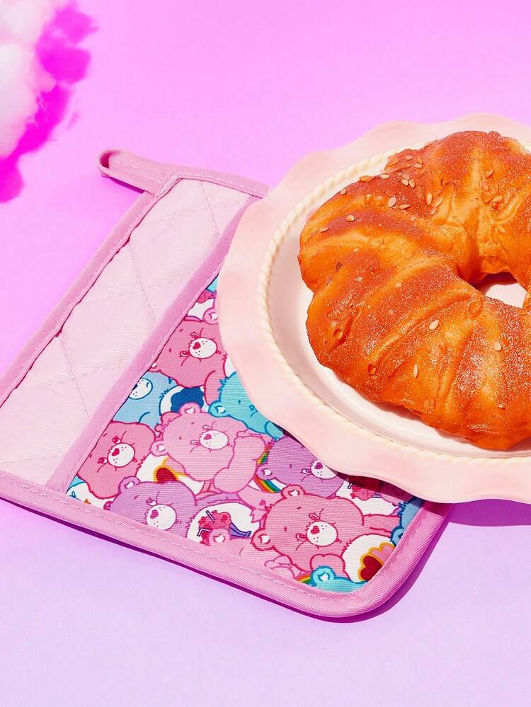 SHEIN X Care Bears 1/2 Pcs Cute Cartoon Print Kitchen Insulation Set, Insulation Mat, A Must For Kitchen Baking, Effectively Isolating Heat Sources, Single/Combination - Pink - View 2