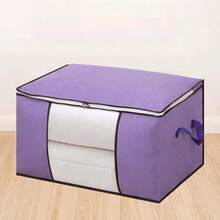 Foldable Storage Box With Lid Clear Window Reinforced Carry Handle Closet Organizer Bin For Clothing Bedding Blanket Neat Home Storage Container - Multicolor - View 8