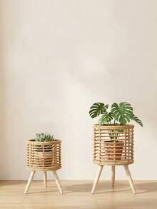 Estantería de flores estilo europeo, tejido de ratán, sala de estar, balcón, estantería de flores, estantería de macetas de flores para interiores, cesta de plantas de flores de pie simple - Color del registro - Ver 8