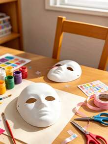 Vintage Plastic Masks For Women, DIY Blank Paintable Masks For Masquerade Parties, Chinese Style Hanfu Cosplay And Stage Performance - multicolor - View 8