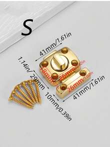 Polished Gold Mini Rotary Cabinet Latch Shiny Brass Tone Swivel Door Bolt Lock With Screws Hardware For Cupboard Jewelry Box Wooden Chest - gold - View 8